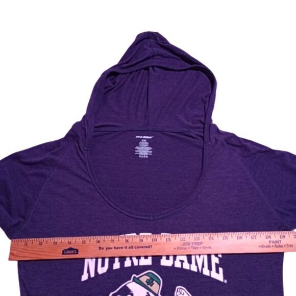 Pro Edge Hooded Short Sleeve Notre Dame Tee in Heather Blue Size Juniors XL - Picture 7 of 8